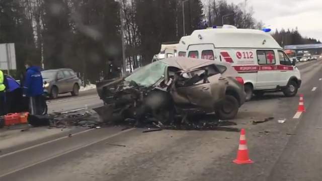 Крупная авария на Минском шоссе под Кубинкой 25 ноября 2016