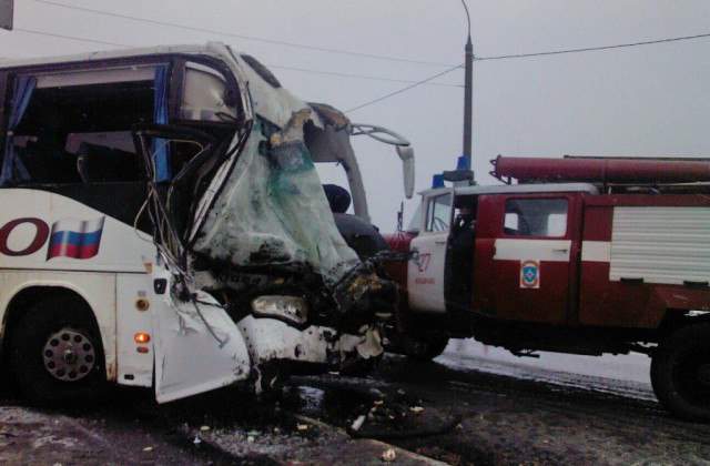 Дтп с автобусом на трассе М1 в Сафоновском районе 26 ноября 2016